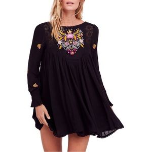 NWT free people Black Mohave Embroidered Mini
